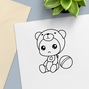 Sello Automático Niño Chica de oso traje de salto