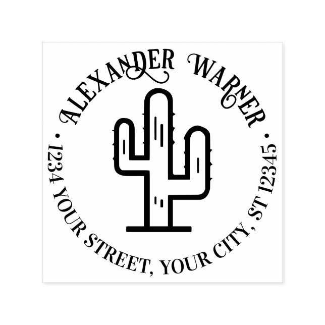 Sello Automático Nombre de cactus del desierto Dirección de devoluc (Diseño)