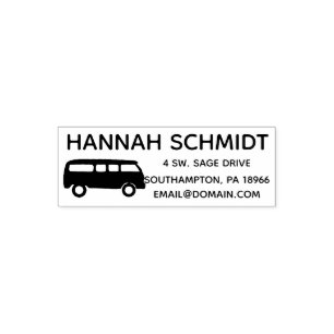 Sello Automático Nombre de Custom Sun Van Hand Draw