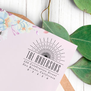 Sello Automático Nombre de encargo de Sun del art déco elegante y