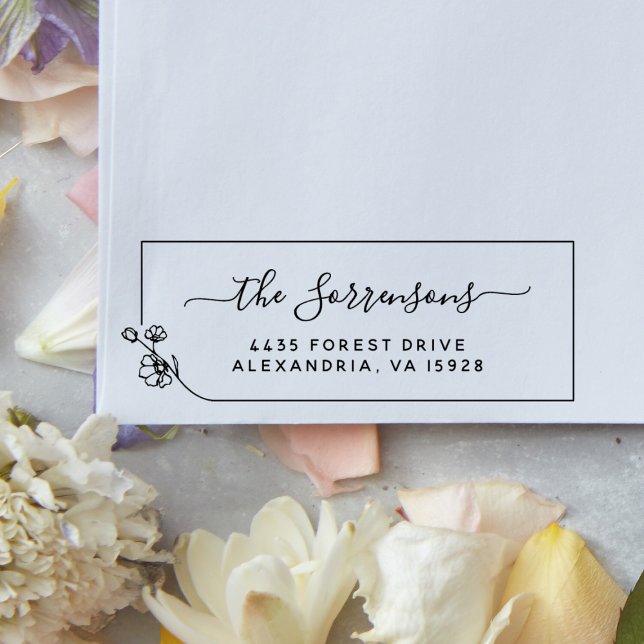 Sello Automático Nombre de familia Caligrafía Dirección de devoluci (Rubber Stamp Mock-up)