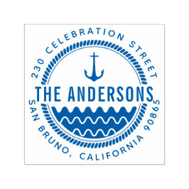 Sello Automático Nombre de familia de ancla nautica y dirección de 