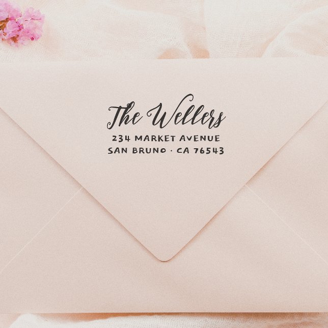 Sello Automático Nombre de familia de guiones caprichosos y direcci (Rubber Stamp Mock-up)