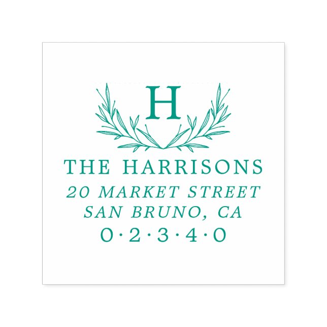 Sello Automático Nombre de familia de monograma botánico y direcció (Diseño)