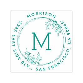 Sello Automático Nombre de familia de monograma de wreat Dirección 