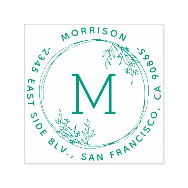 Sello Automático Nombre de familia de monograma de wreat Dirección  (Diseño)