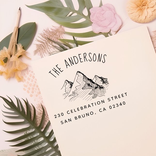 Sello Automático Nombre de familia de montaña dibujada a mano y dir (Subido por el creador)