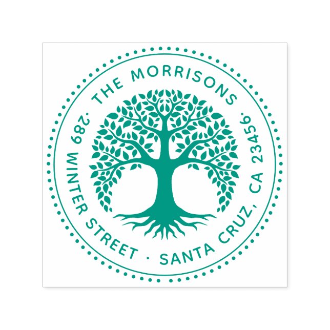 Sello Automático Nombre de familia de redondeo de árbol de vida y d (Diseño)