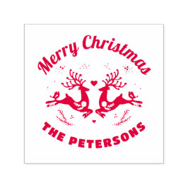 Sello Automático Nombre de familia de reno de navidad festivo lindo