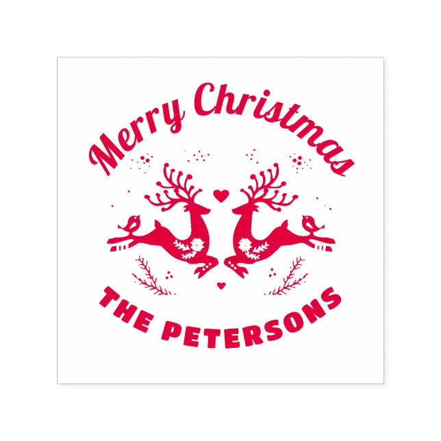 Sello Automático Nombre de familia de reno de navidad festivo lindo (Diseño)