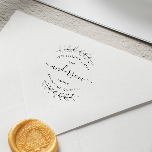 Sello Automático Nombre de familia de script moderno y dirección de (Digital mockup of one of our best-sellers!)