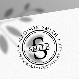 Sello Automático Nombre de familia decorativa Dirección de monogram