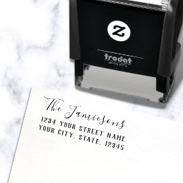 Sello Automático Nombre de familia Elegant Script Dirección de devo