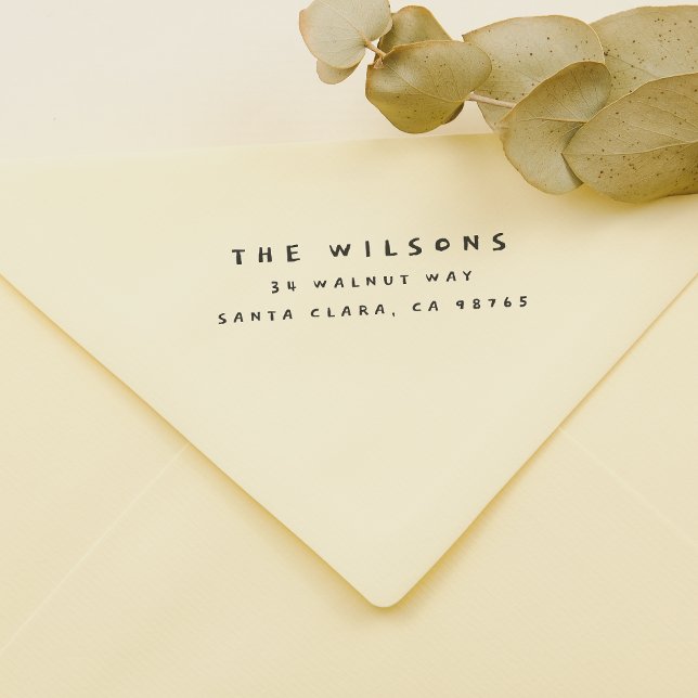 Sello Automático Nombre de familia manuscrita y dirección de devolu (Rubber Stamp Mock-up)