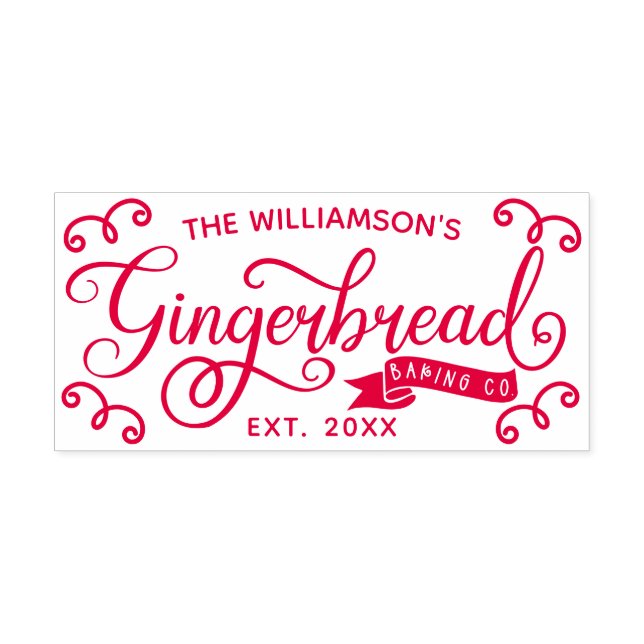 Sello Automático Nombre de familia personalizada de Fun Gingerbread (Diseño)
