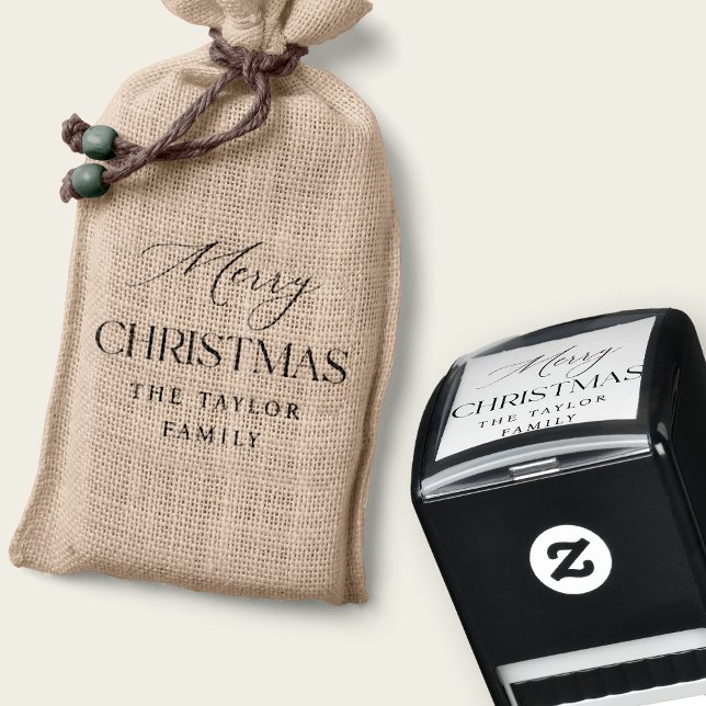 Sello Automático Nombre de familia personalizado Guión navideño par (Subido por el creador)