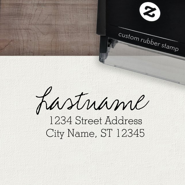 Sello Automático Nombre de familia y dirección de devolución del pe (Custom Self-Inking Rubber Stamp)