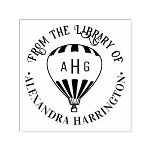 Sello Automático Nombre de globo aerostático 3 Letra inicial Libro 