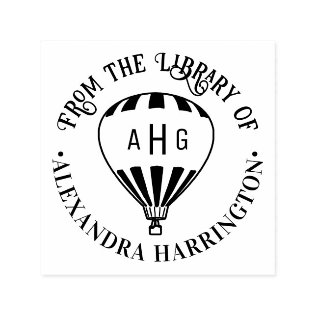 Sello Automático Nombre de globo aerostático 3 Letra inicial Libro  (Diseño)