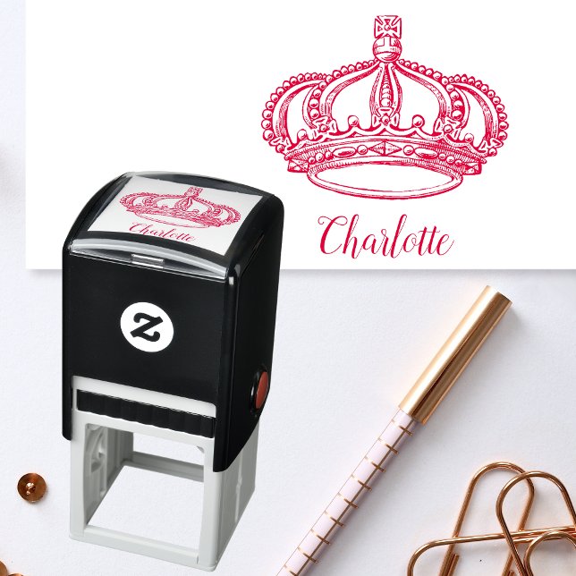 Sello Automático Nombre de guión cursivo personalizado y corona (Royal signature 👑)