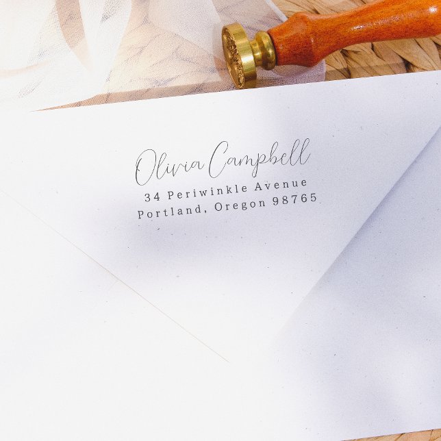 Sello Automático Nombre de guión elegante moderno de la dirección d (Rubber Stamp Mock-up)