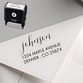 Sello Automático "Nombre de guión minimalista y dirección con tinta