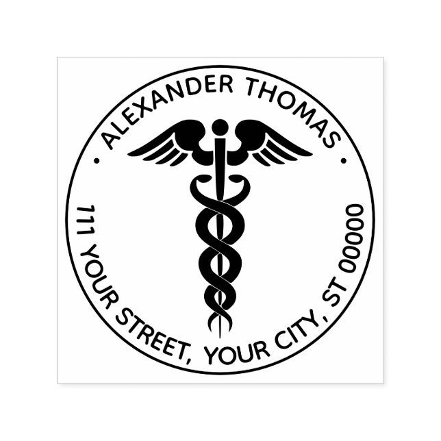 Sello Automático Nombre de la dirección del médico caduceo (Diseño)