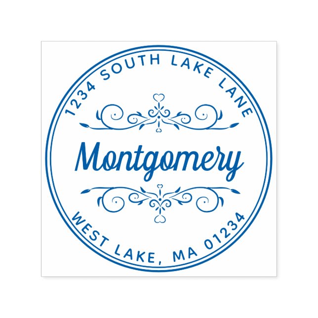 Sello Automático Nombre de la familia de floridos del guión de la d (Diseño)