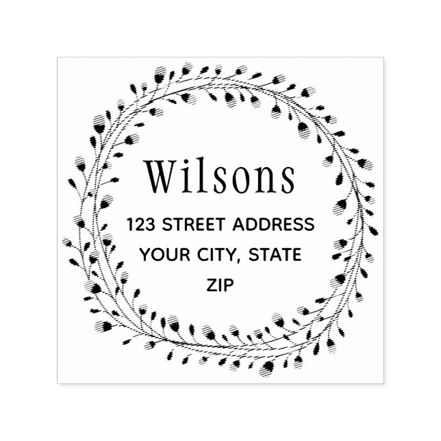 Sello Automático Nombre de la familia de la guirnalda de Laurel clá (Diseño)