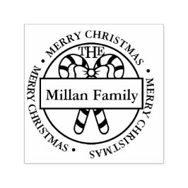 Sello Automático Nombre de la familia Merry Christmas Candy Sticks 