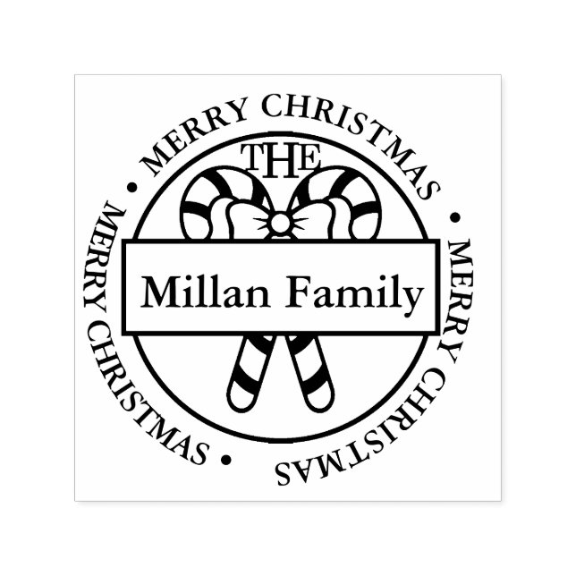 Sello Automático Nombre de la familia Merry Christmas Candy Sticks  (Diseño)
