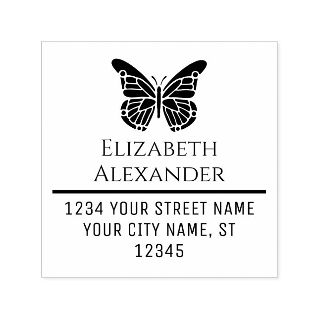 Sello Automático Nombre de la silueta de mariposa de bonito Direcci (Diseño)