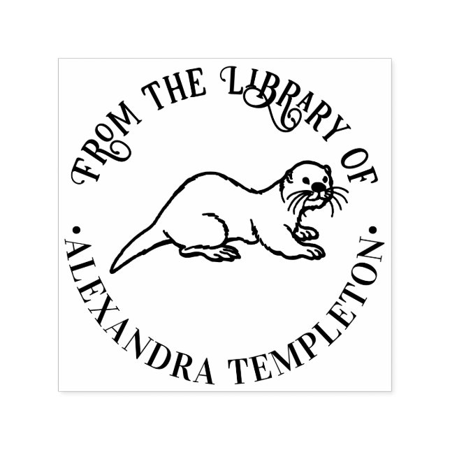 Sello Automático Nombre de libro de biblioteca redondo de nutria ma (Diseño)