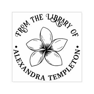 Sello Automático Nombre de libro de la biblioteca de flores de Plum
