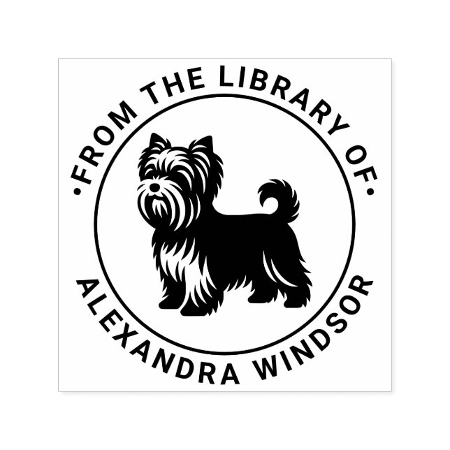 Sello Automático Nombre de libro de la biblioteca de Yorkie Terrier (Diseño)