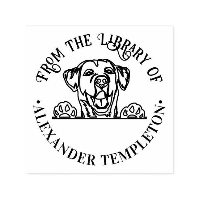 Sello Automático Nombre de libro de la cara del perro Labrador Retr (Diseño)