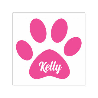 Sello Automático Nombre de Mascota Personalizado Kawaii Huella de P