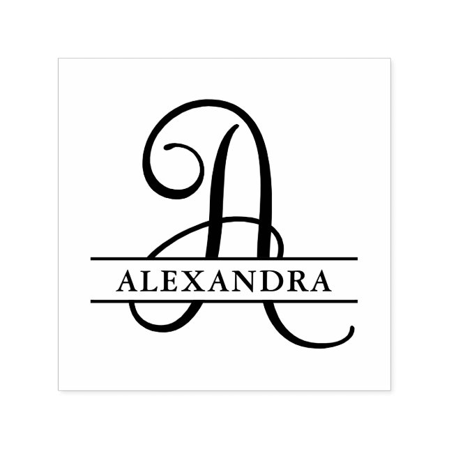 Sello Automático Nombre de monograma de guión dividido para la letr (Diseño)