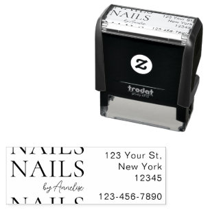 Sello Automático Nombre de Salón de Uñas Modernas Negrita Dirección