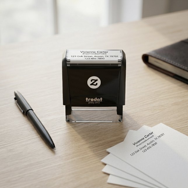 Sello Automático Nombre del estudio de fotografía Dirección de devo (Photography Studio Name Return Address Phone Self-inking Stamp)