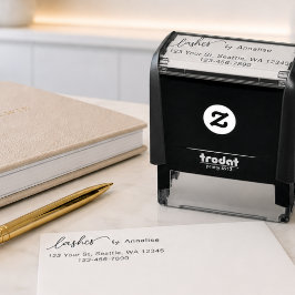 Sello Automático Nombre del estudio de pestañas Script Dirección de