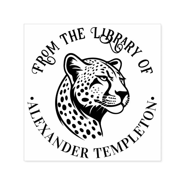 Sello Automático Nombre del libro de la biblioteca Cabeza de guepar (Diseño)