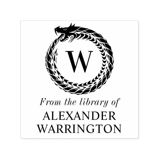 Sello Automático Nombre del libro de la biblioteca con monograma in (Diseño)