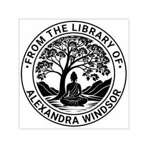 Sello Automático Nombre del libro de la biblioteca de Buda meditand