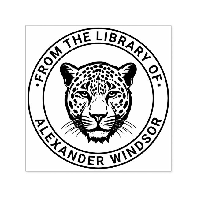 Sello Automático Nombre del libro de la biblioteca de Cheetah Head  (Diseño)