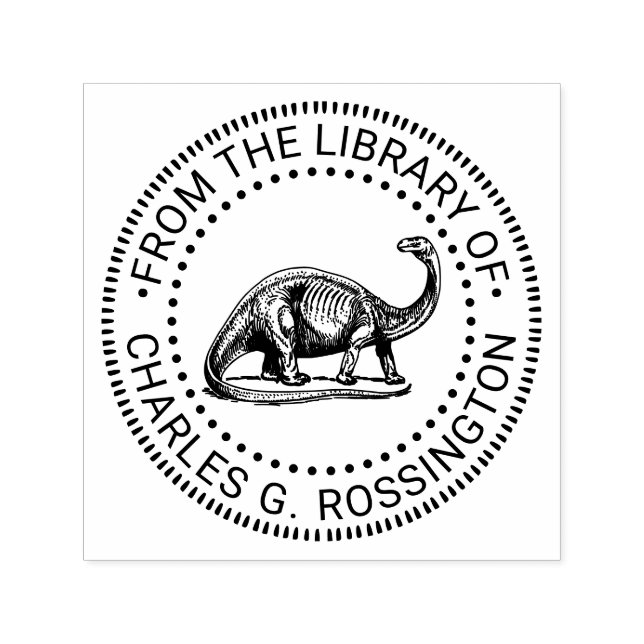 Sello Automático Nombre del libro de la biblioteca de dinosaurios d (Diseño)