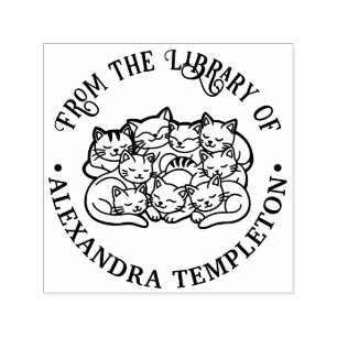 Sello Automático Nombre del libro de la biblioteca de gatos que due