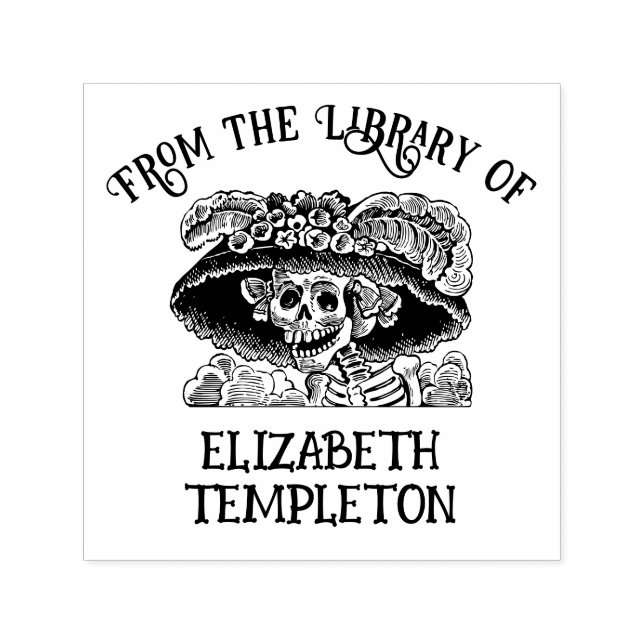 Sello Automático Nombre del libro de la biblioteca de la calavera d (Diseño)