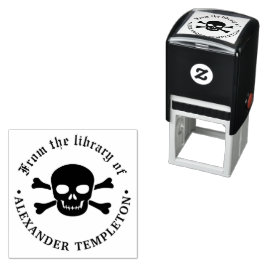 Sello Automático Nombre del libro de la biblioteca de la calavera p