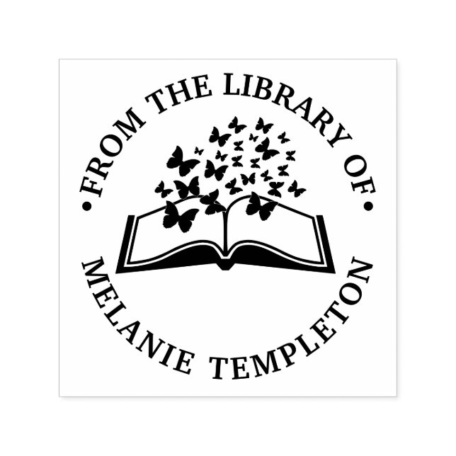 Sello Automático Nombre del libro de la biblioteca de mariposas (Diseño)